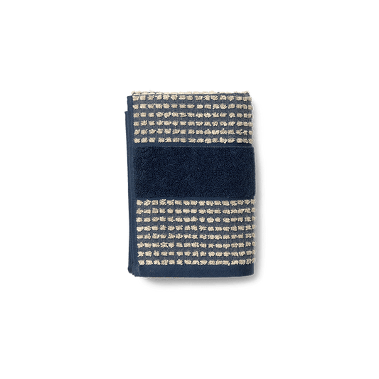 JUNA Check Hand Towel, Dark Blue