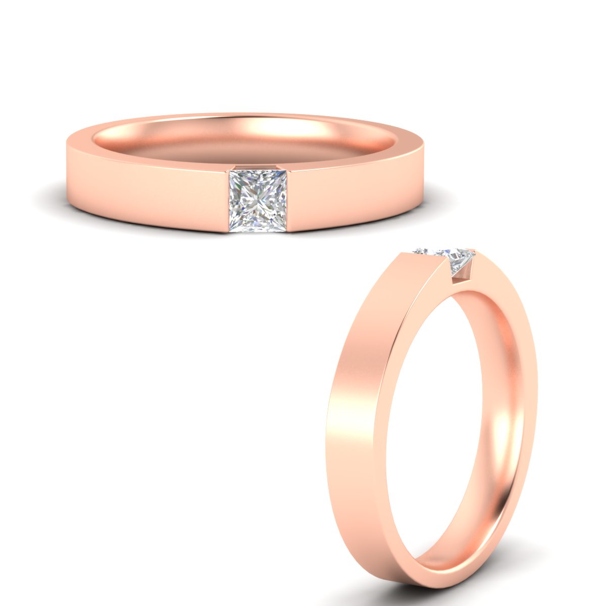 Half Bezel Solitaire Mens Engagement Ring