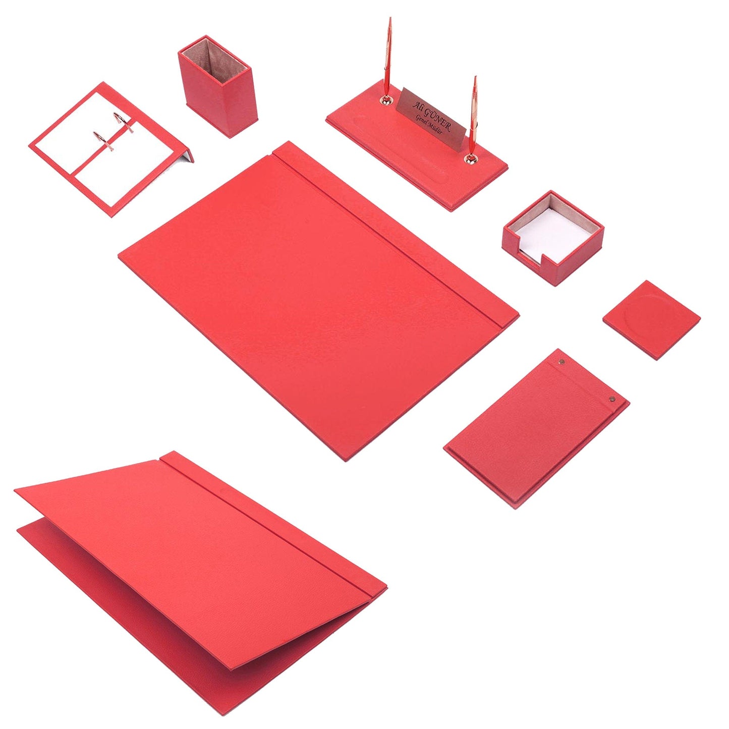 MOOG Leather Desk Set -Black - 9 PCS