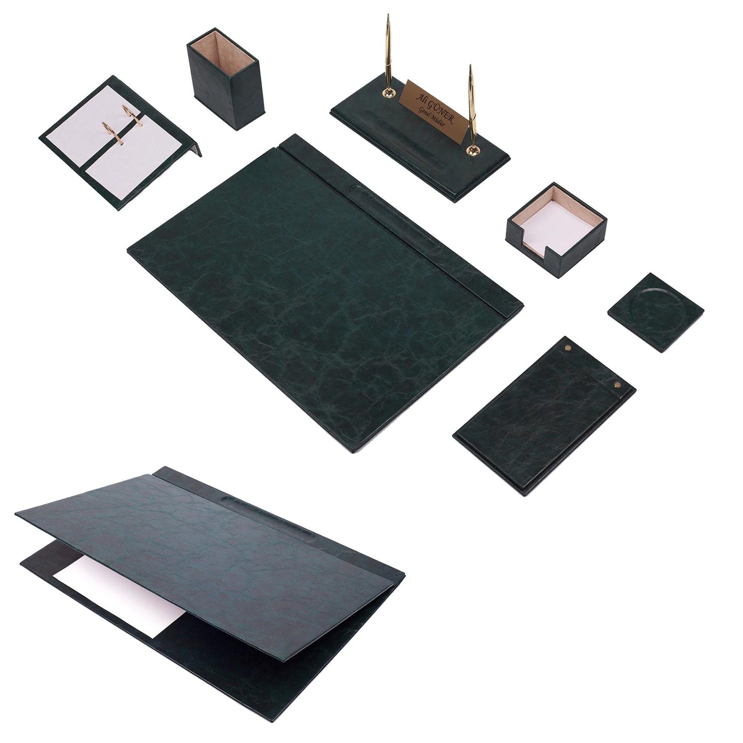 MOOG Leather Desk Set -Black - 9 PCS