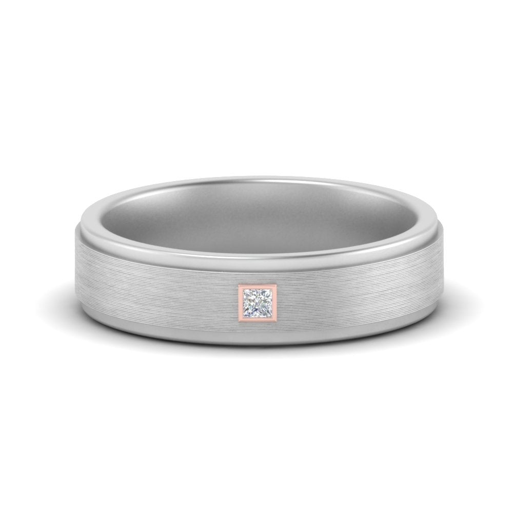 Mens Princess Cut 2 Tone Band