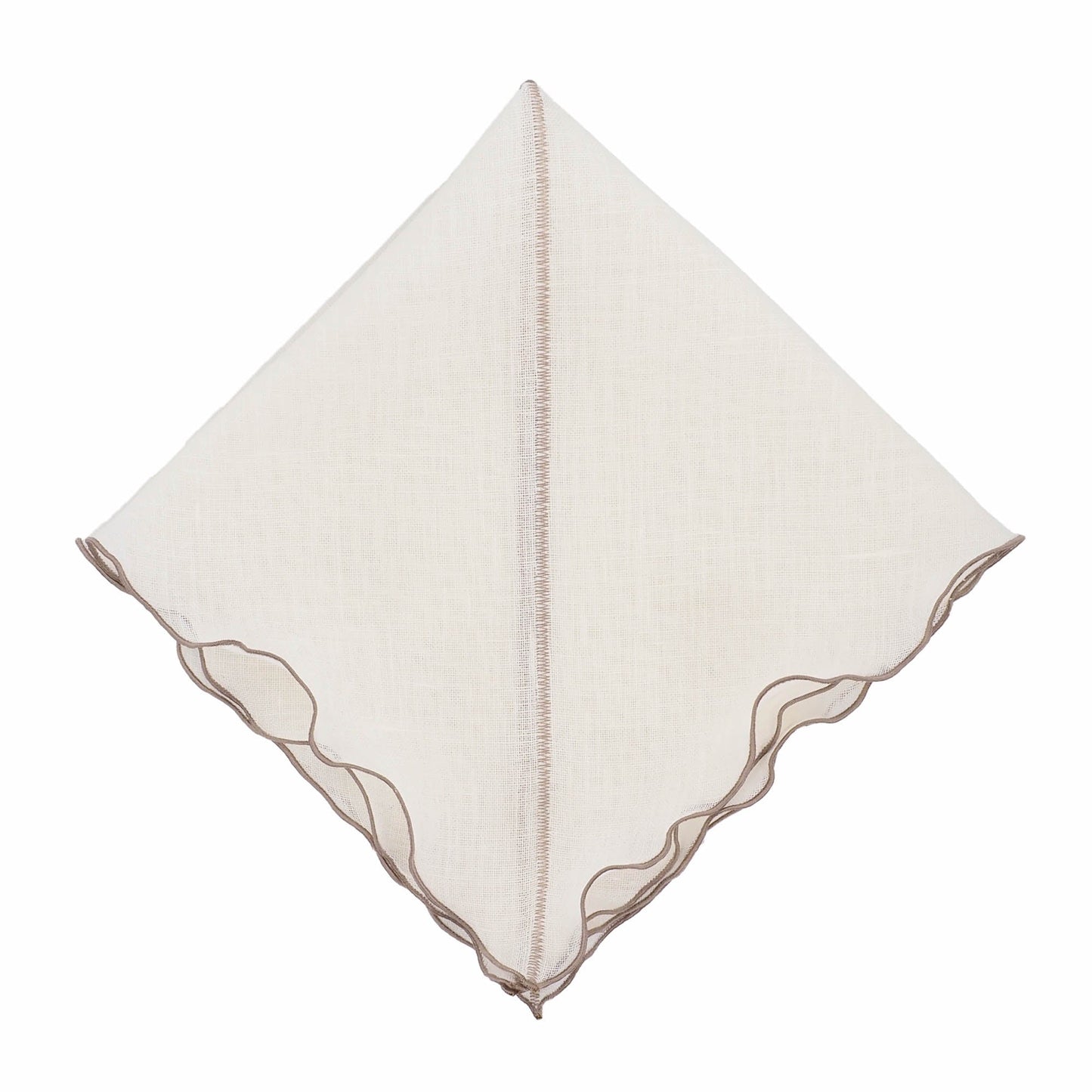 Milano Linen Napkins With Khaki Ruffled Edges Set of 4
