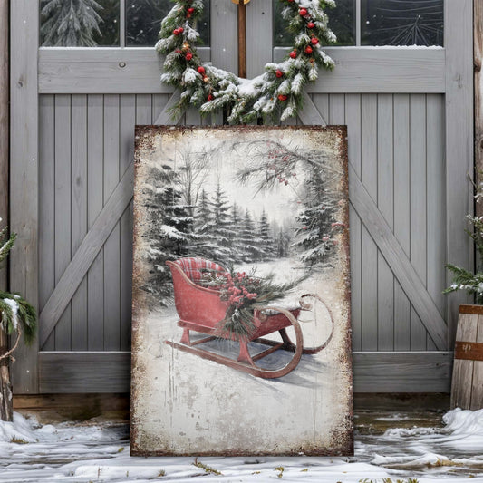Vintage Christmas Sledge Wall Art