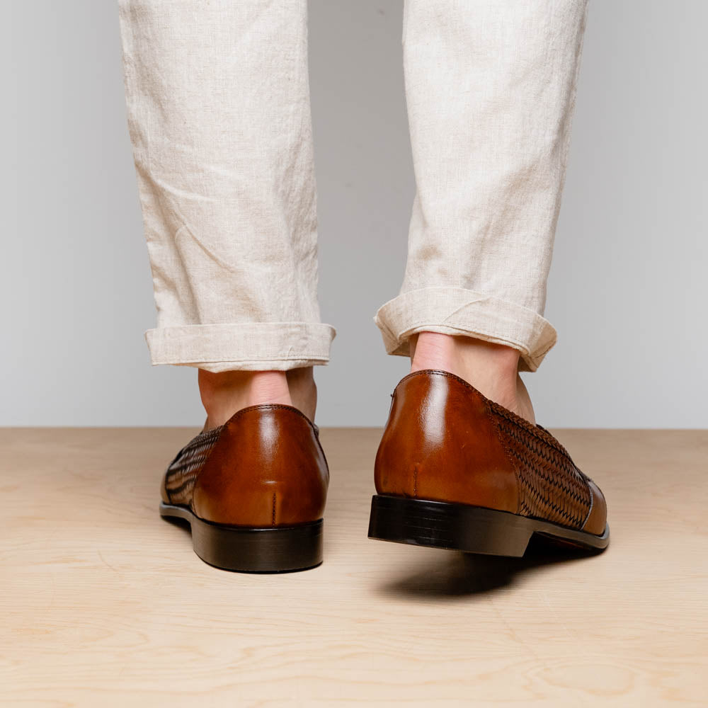 15-585-CGN NICOLA Italian Calfskin Basketweave, Cognac