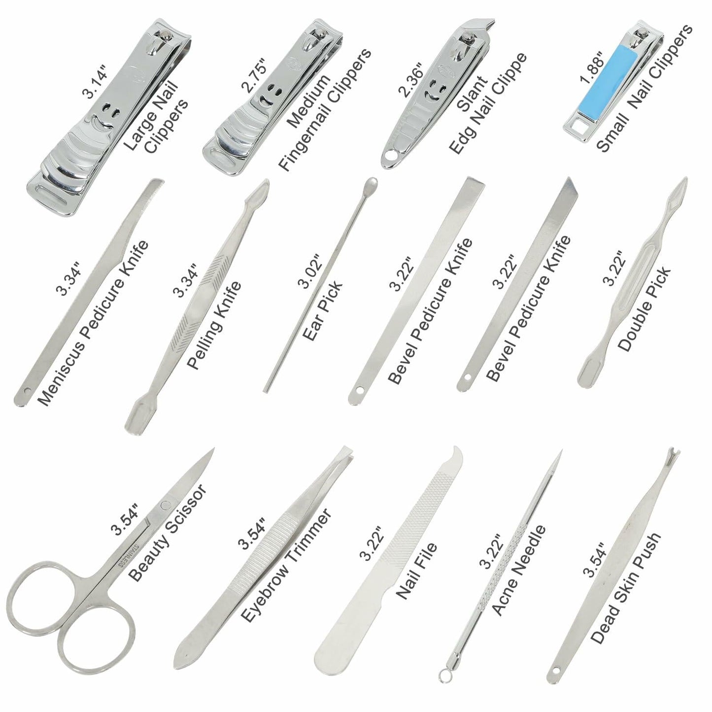 Manicure Set Nail Clippers Pedicure Kit 15Pcs Stainless Steel Brown Case