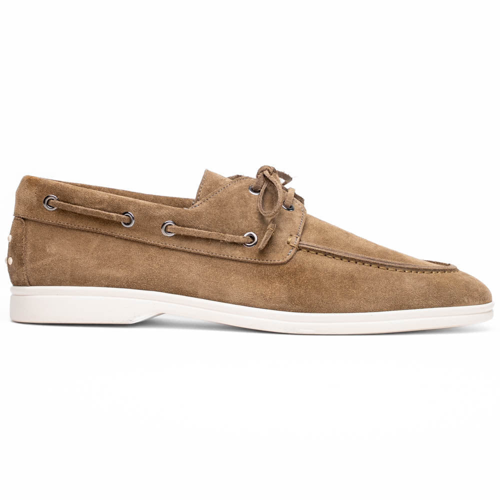 16-675-TPE VENICE Italian Sueded Goatskin Boat Shoes, Taupe