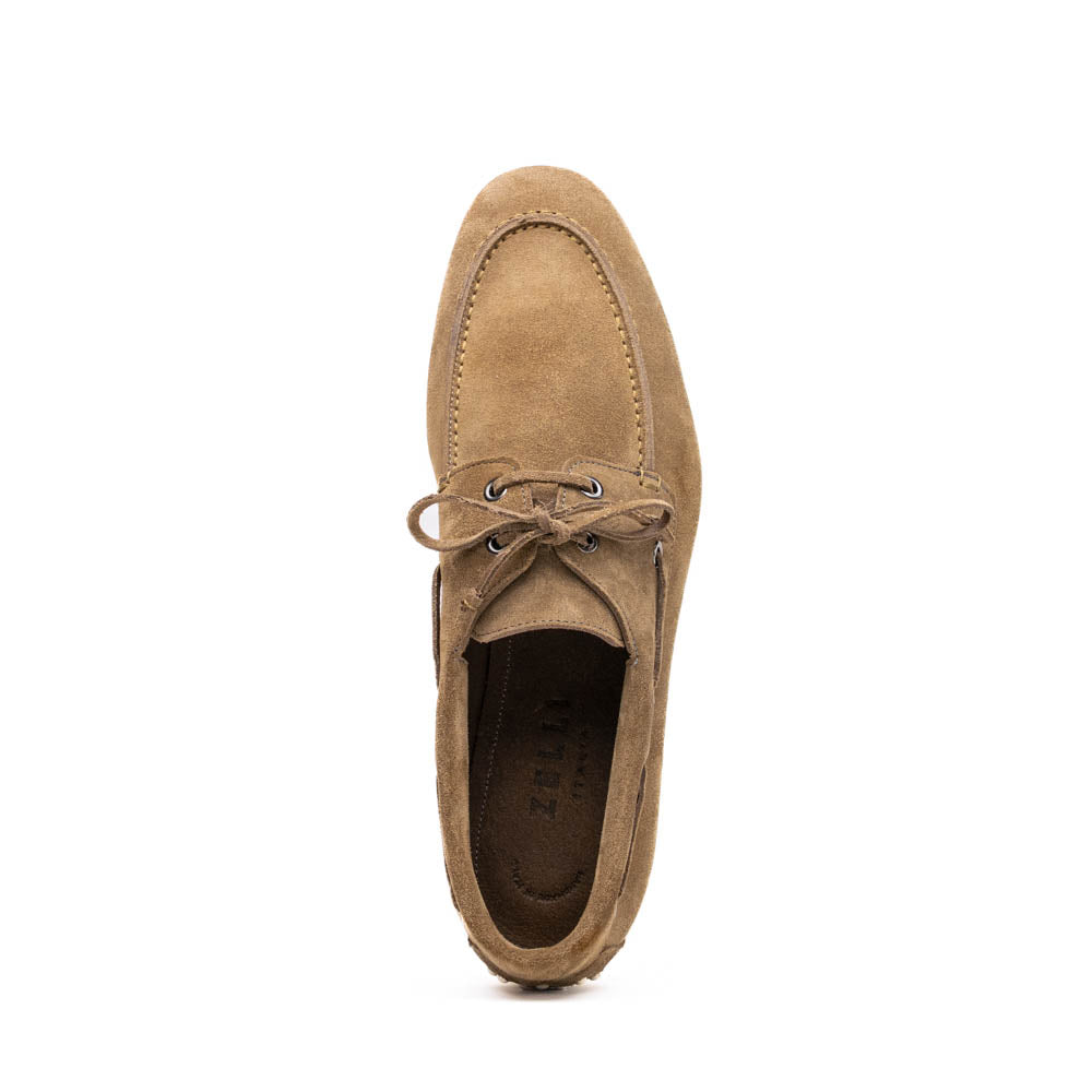 16-675-TPE VENICE Italian Sueded Goatskin Boat Shoes, Taupe